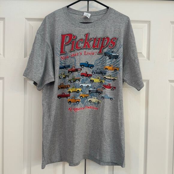 Vintage Pickups Gray Graphic Short Sleeve T Shirt Old Trucks Size XL - Picture 1 of 7